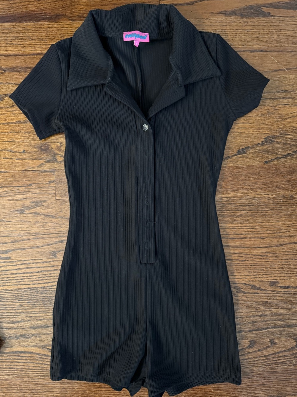 Edikted Black Ribbed Short Sleeve Romper